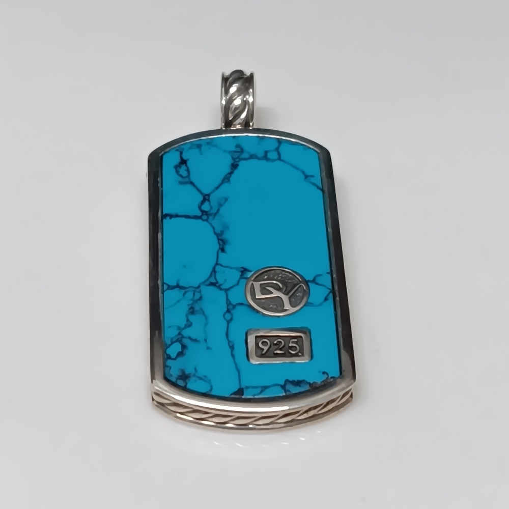 David Yurman Turquoise and Silver Men's Pendant